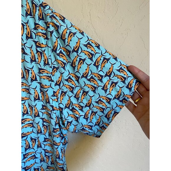 Tommy Bahama Size XL Blue Orange All Over Print Swordfish Button Up Casual Colla - Picture 4 of 8